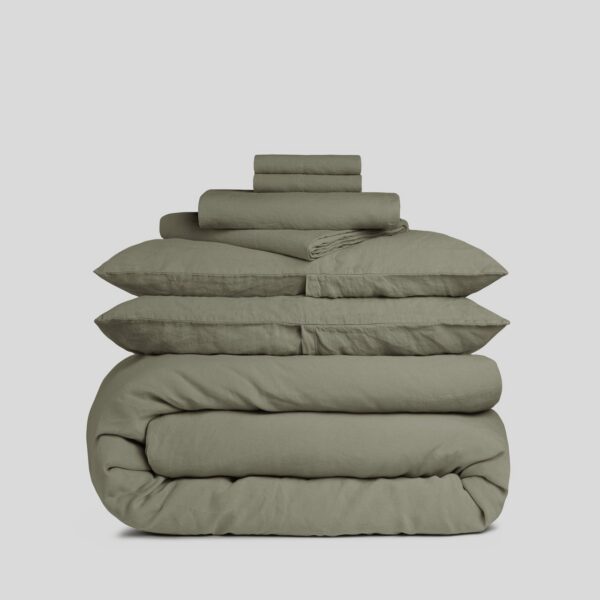 Moss Linen Bed Styling Set