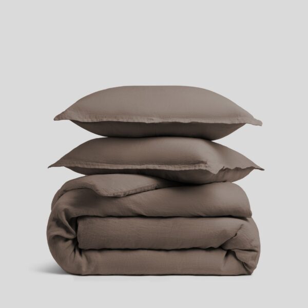 Warm Grey Linen Duvet Cover Set