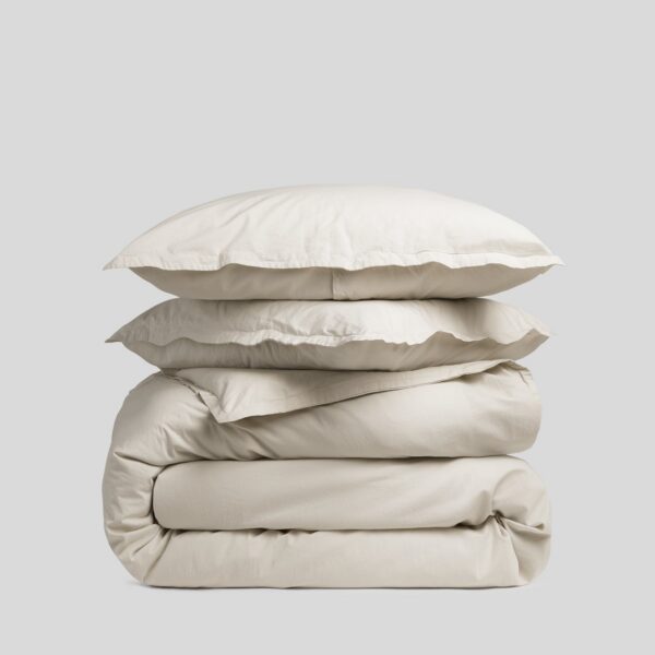 Soft Bone Percale Duvet Set